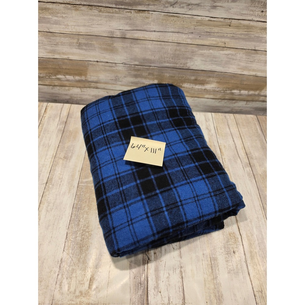 Blue Black Plaid Woven Fabric 64"x 111" Quilting Check Sewing Flannel Material